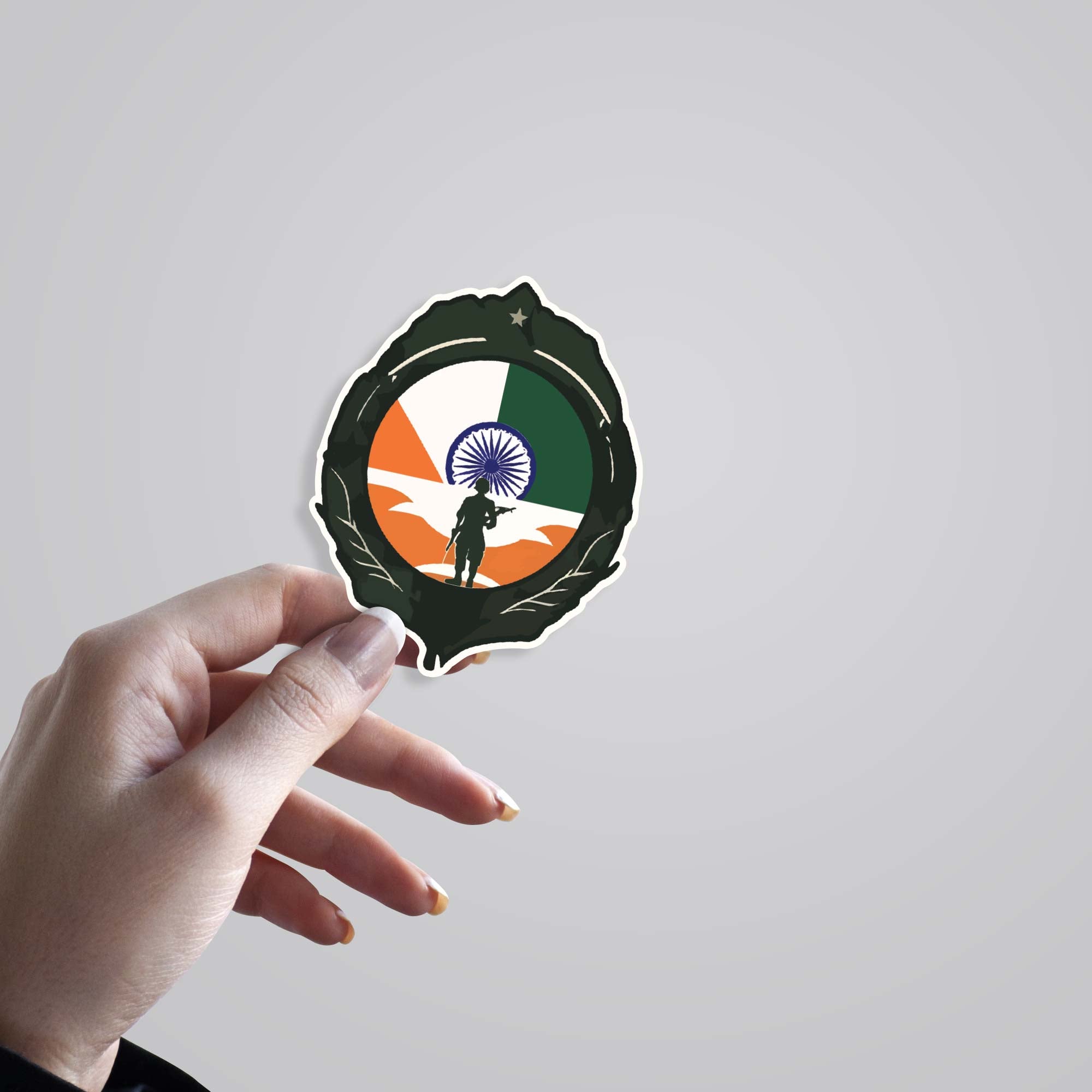 Indian Flag with Soldier Silhouette Casual Stickers