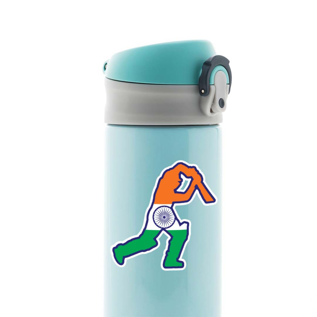 Cricket Player in Indian Flag Sports Stickers