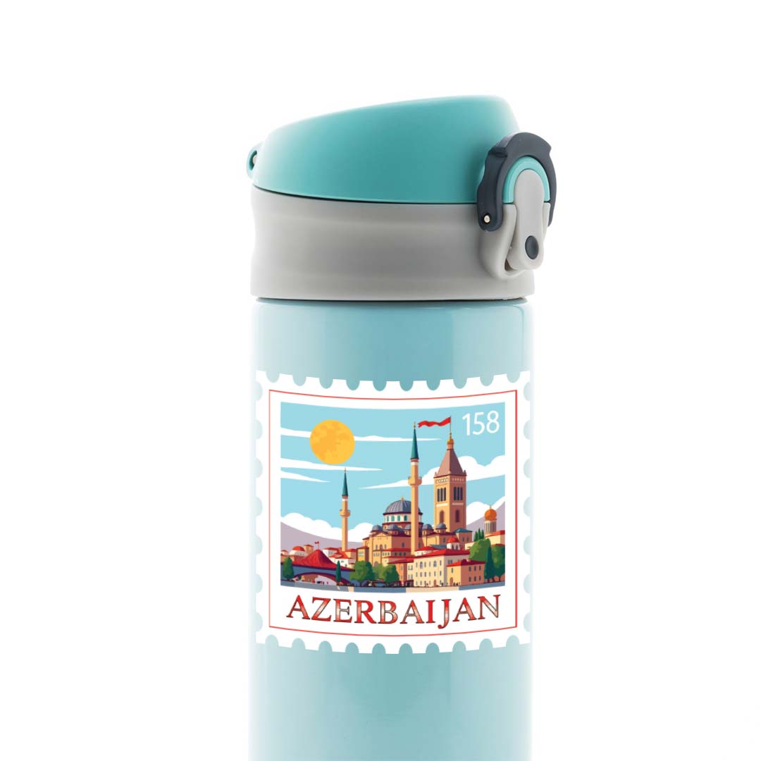 Azerbaijan Historic Cityscape Post Stamp Travels Stickers