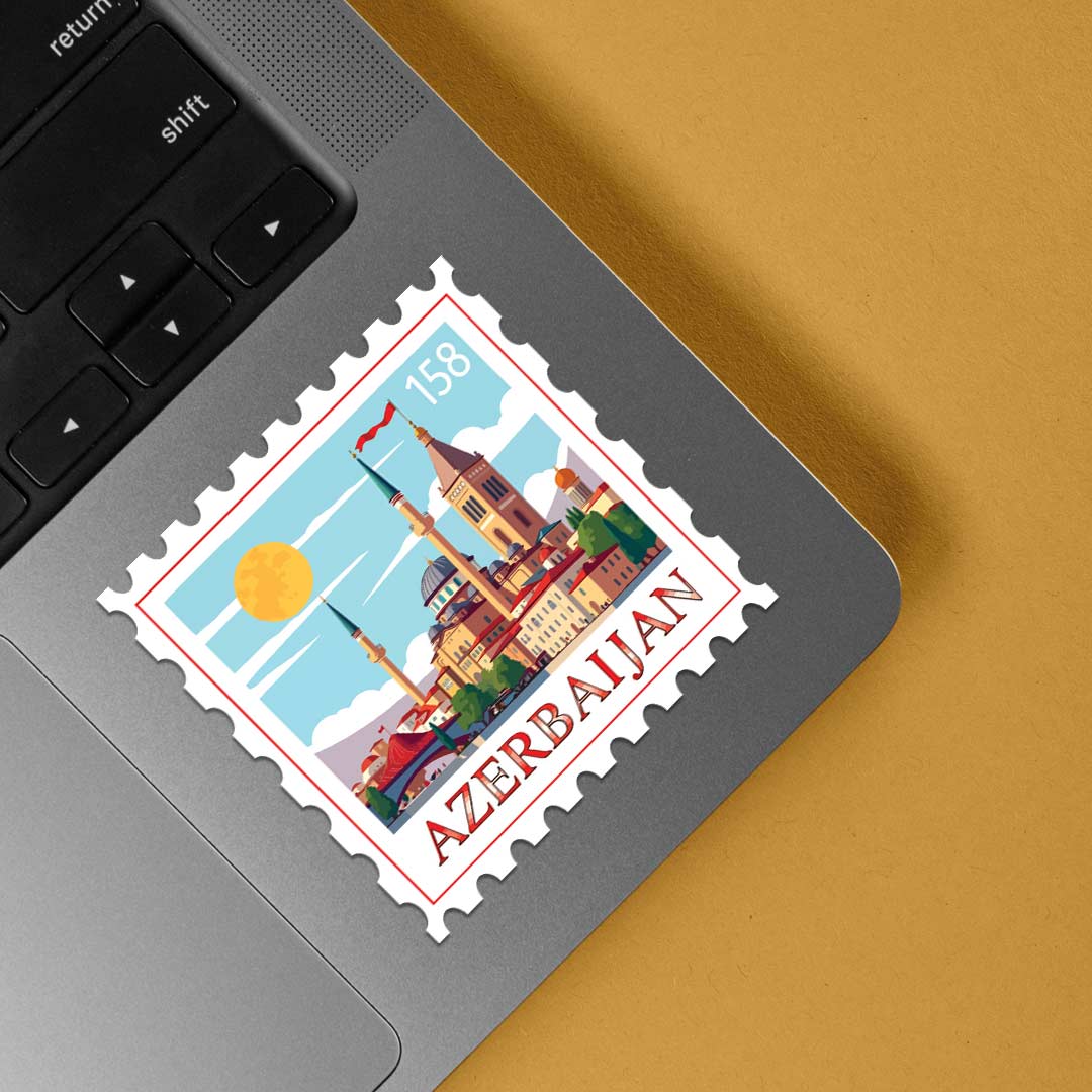 Azerbaijan Historic Cityscape Post Stamp Travels Stickers