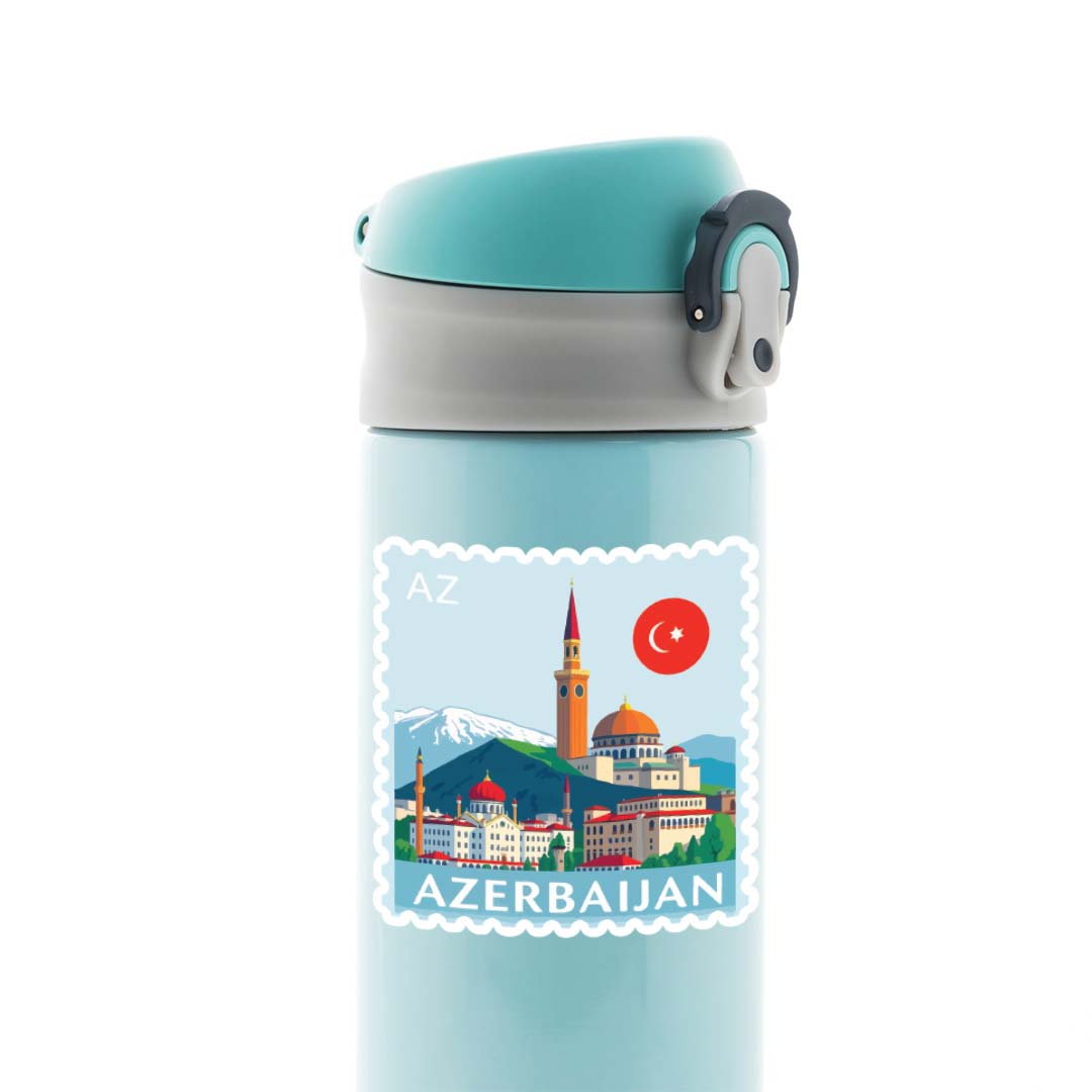 Azerbaijan Scenic Mountains Post Stamp Travels Stickers