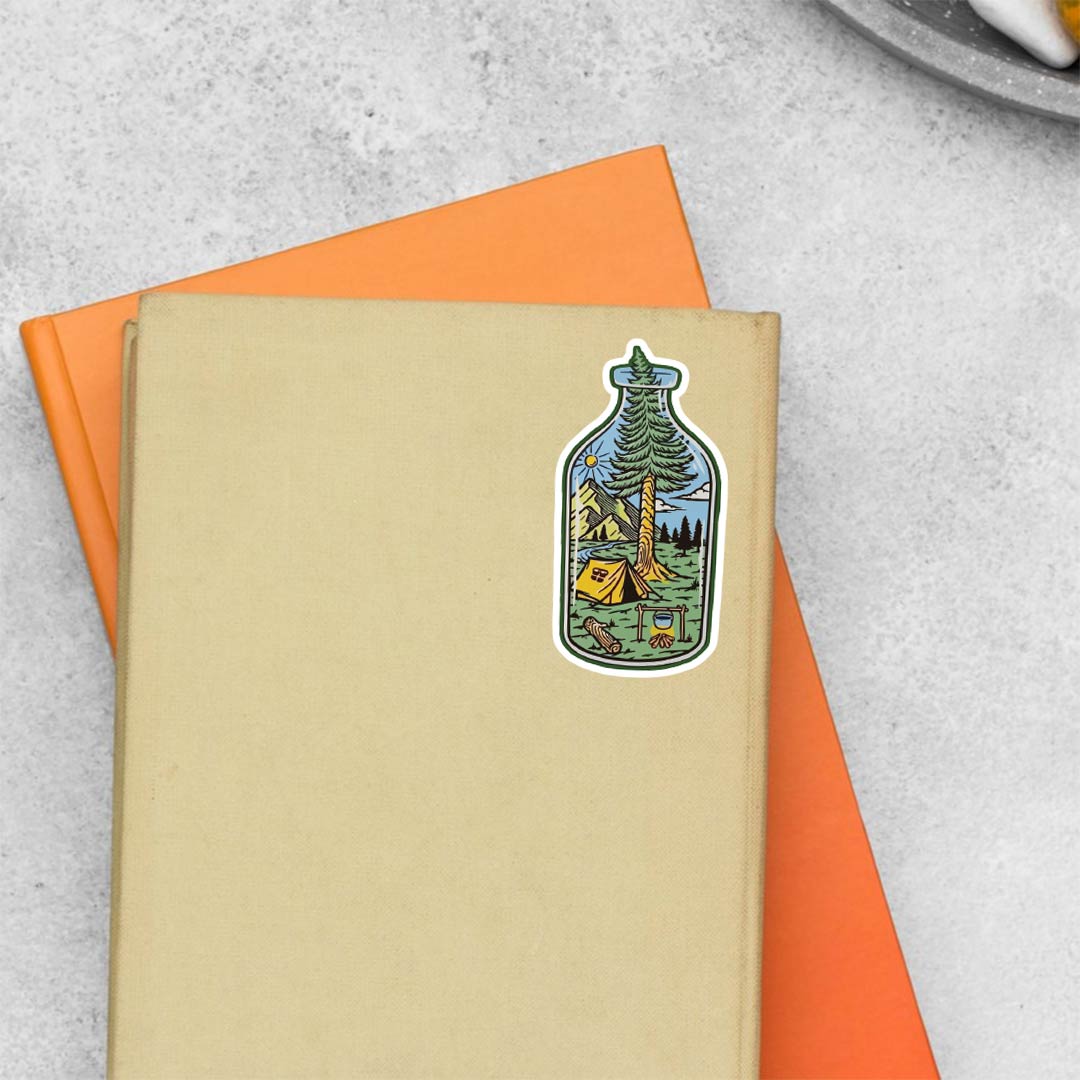 Camping in a Bottle Travels Stickers