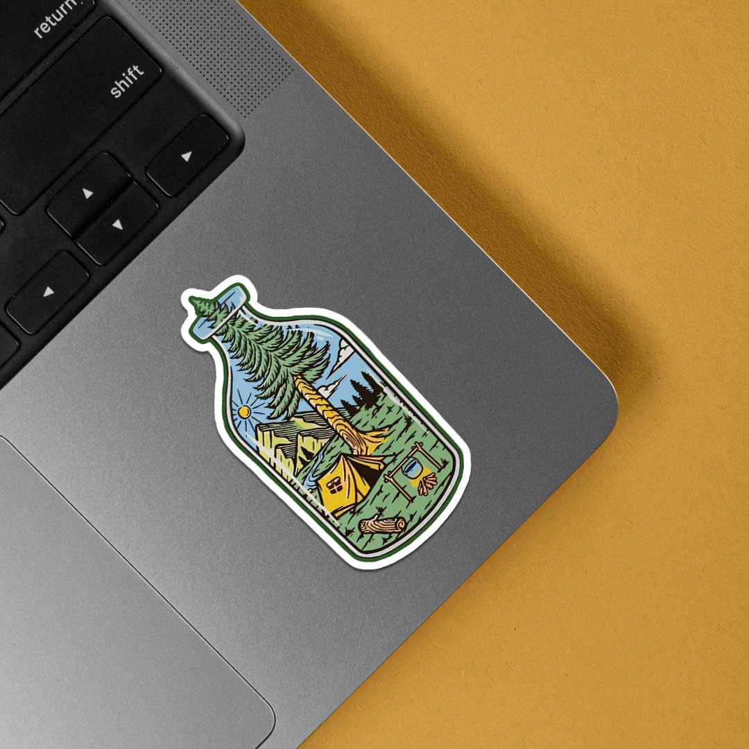 Camping in a Bottle Travels Stickers
