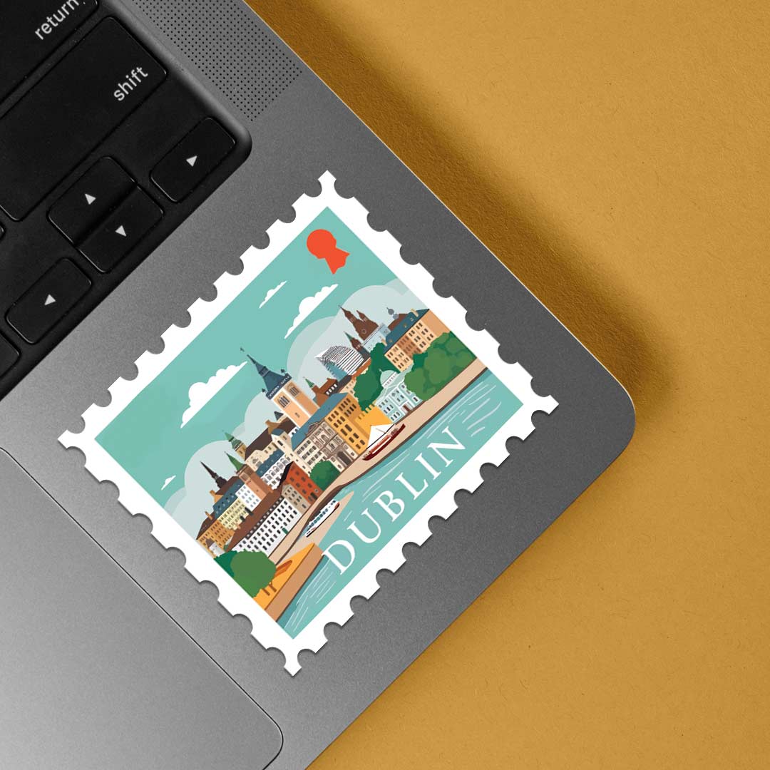 Dublin Cityscape Riverfront Post Stamp Travels Stickers