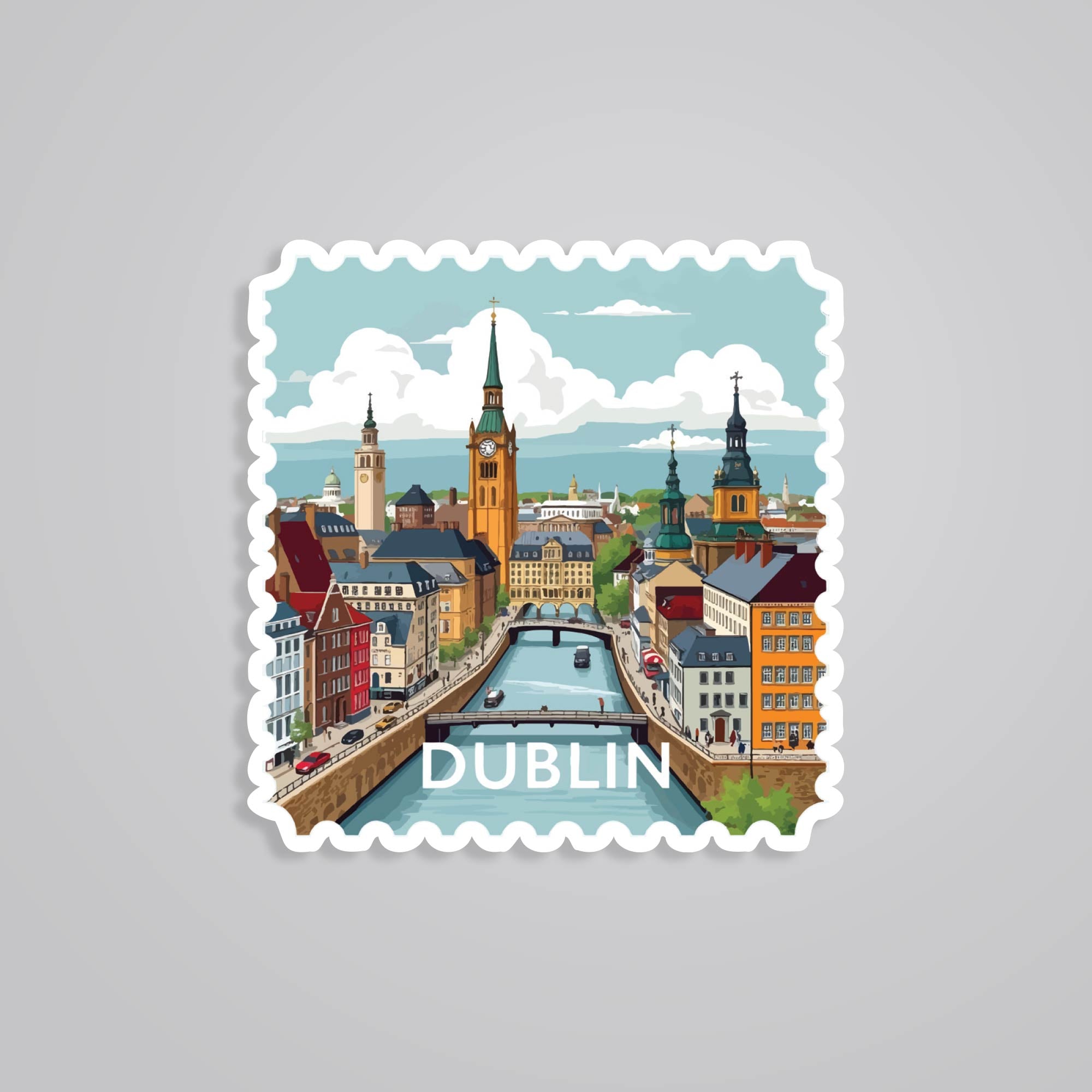 Fomo Store Stickers Travels Dublin Historic City and Clock Tower Post Stamp