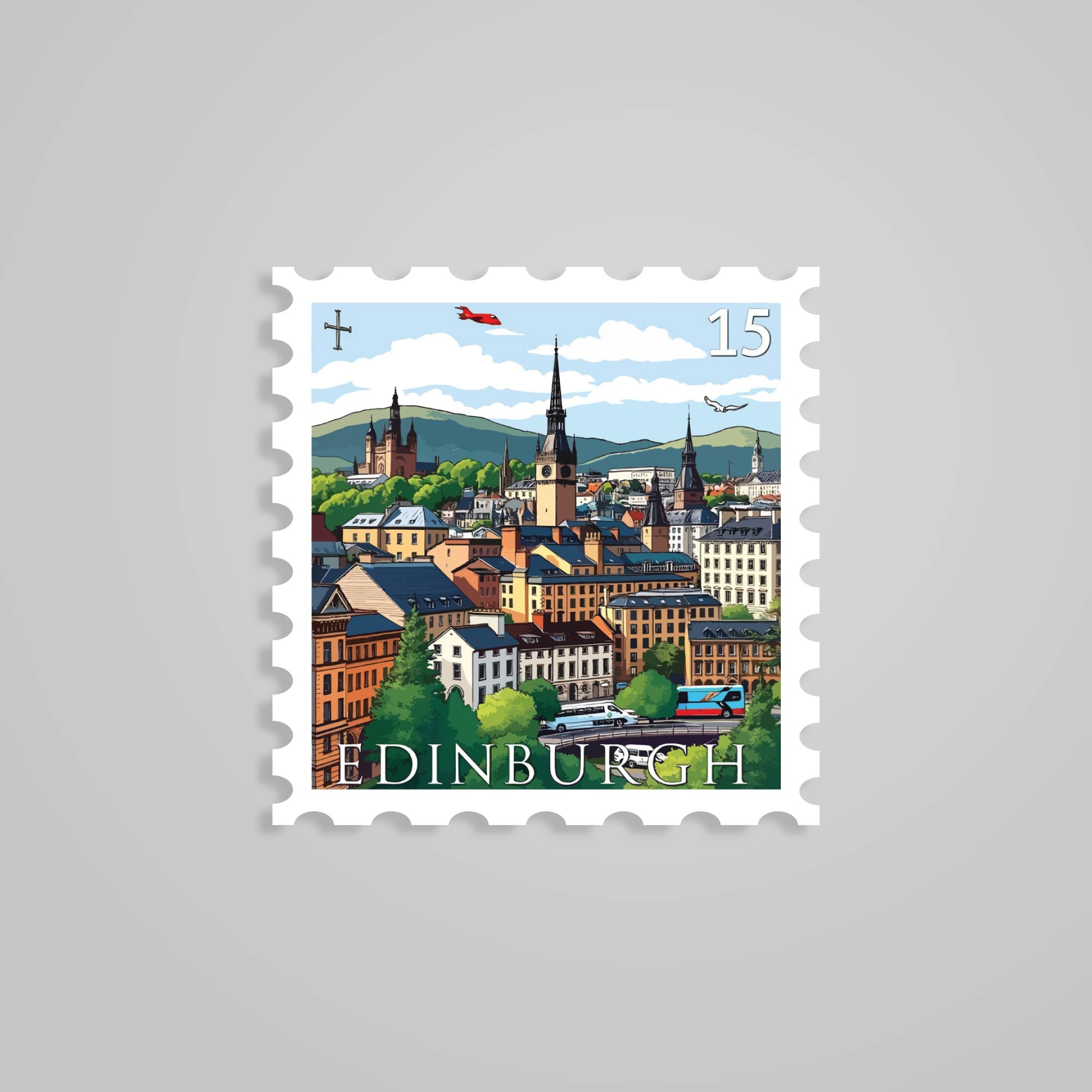 Fomo Store Stickers Travels Edinburgh Scenic City View Post Stamp