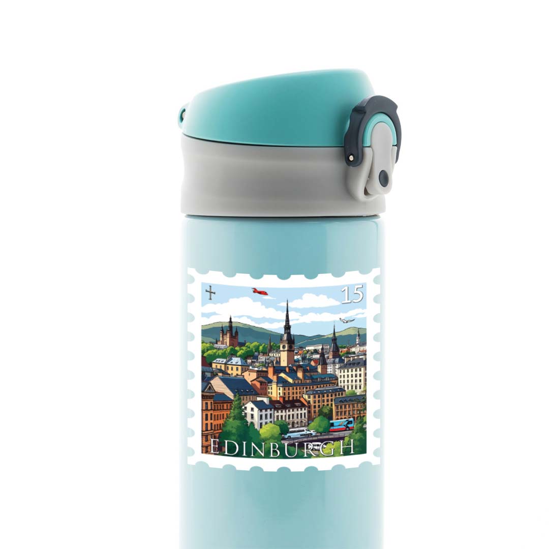 Edinburgh Scenic City View Post Stamp Travels Stickers