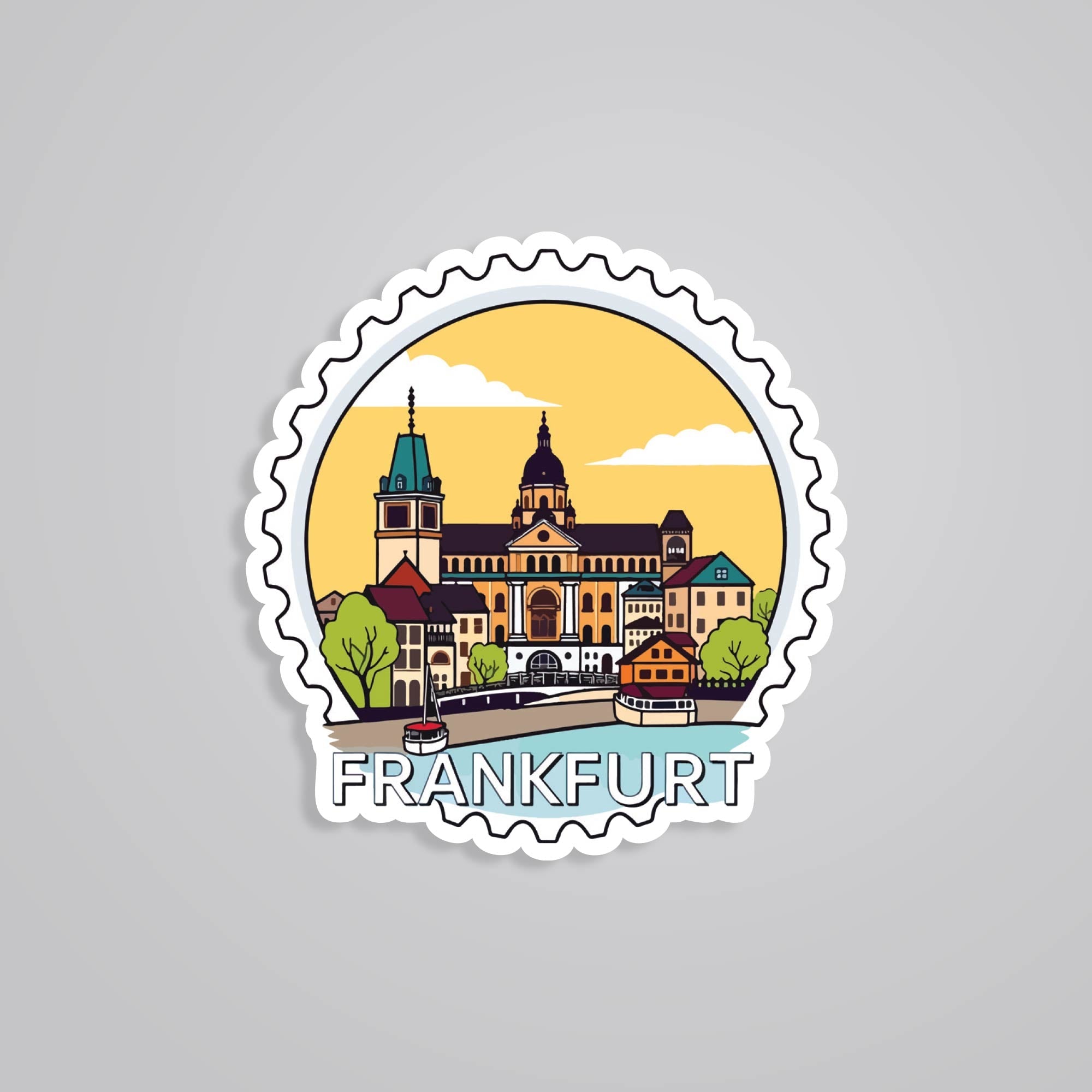 Fomo Store Stickers Travels Frankfurt Cityscape and Architecture Post Stamp