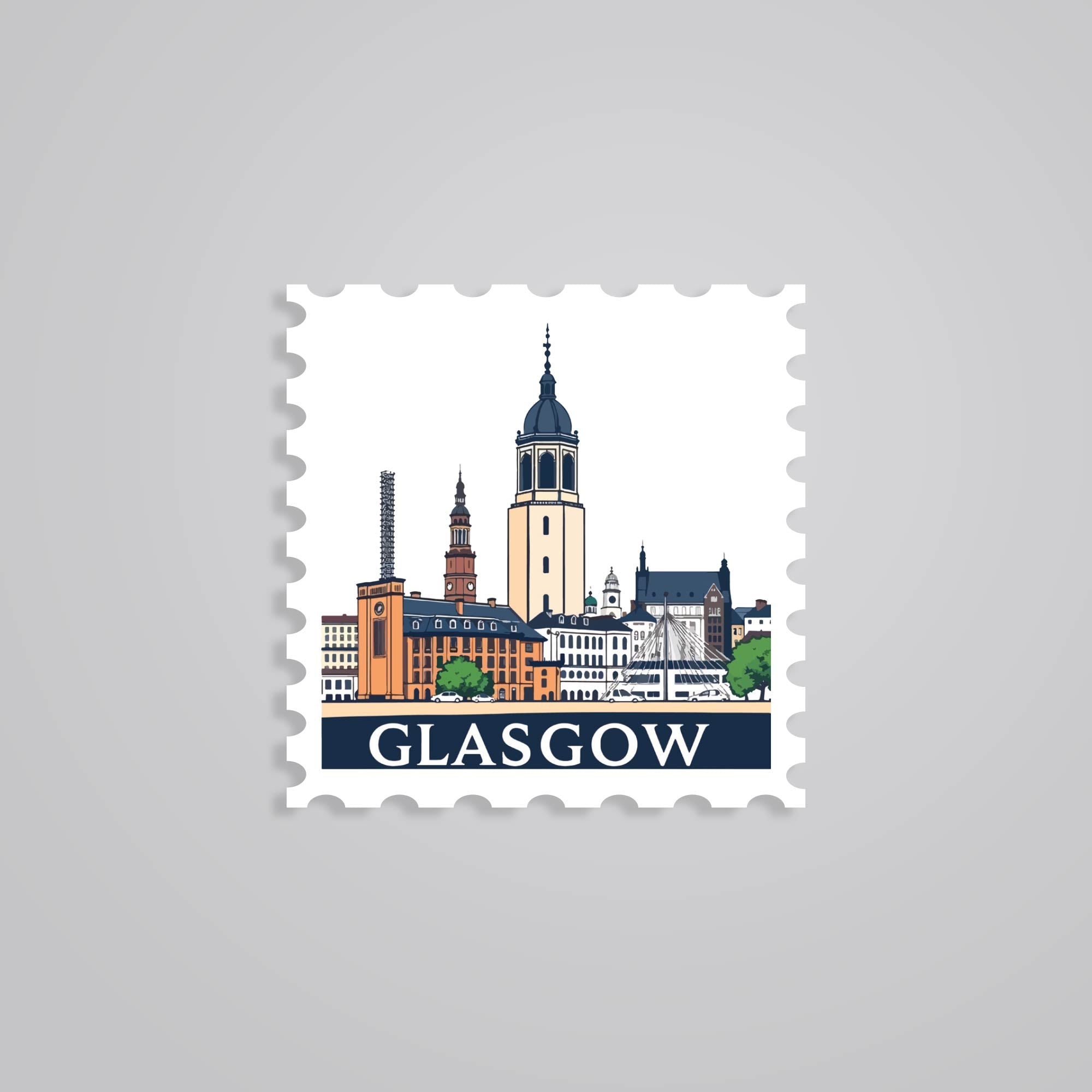 Fomo Store Stickers Travels Glasgow Historic Architecture Post Stamp