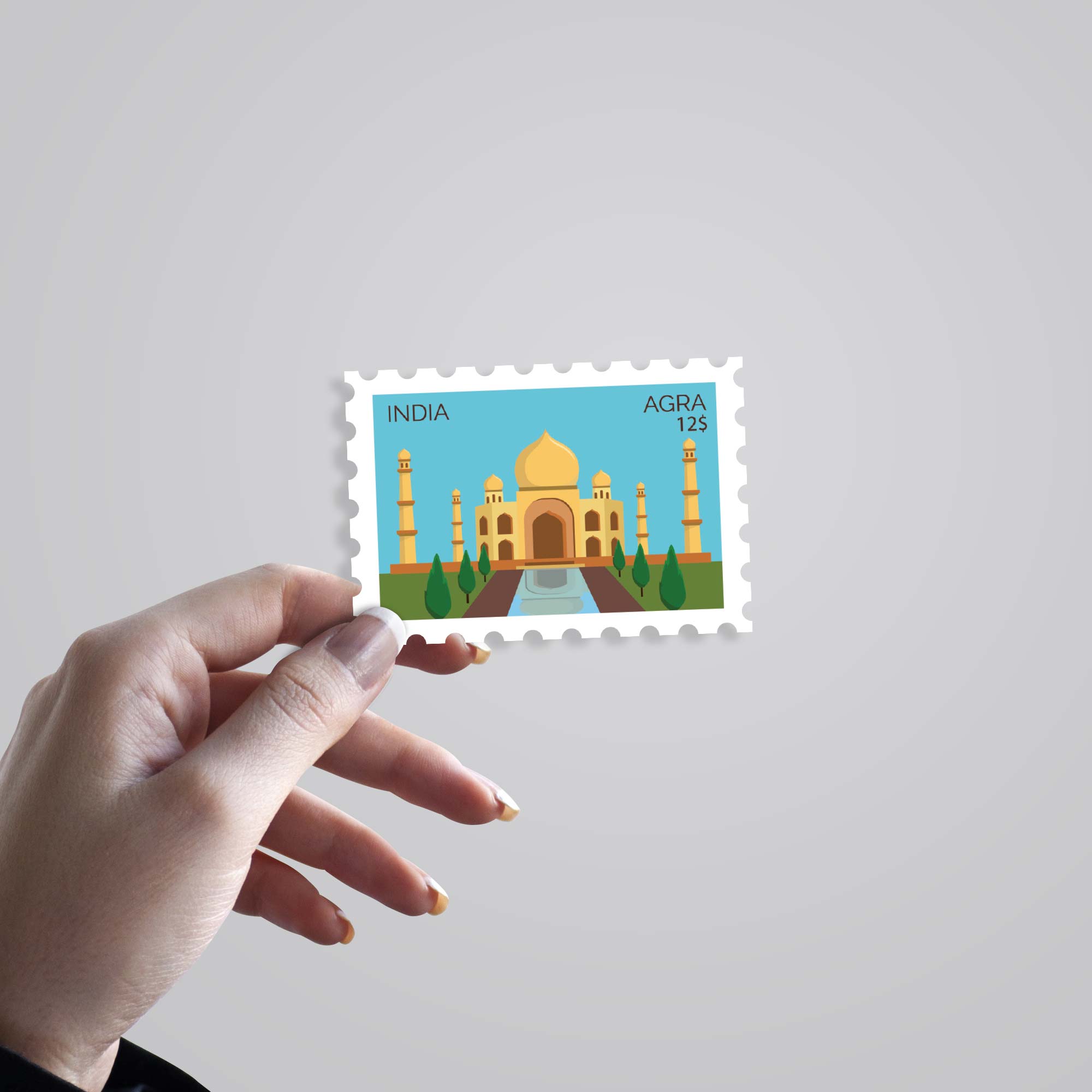 India Agra Stamp Travels Stickers