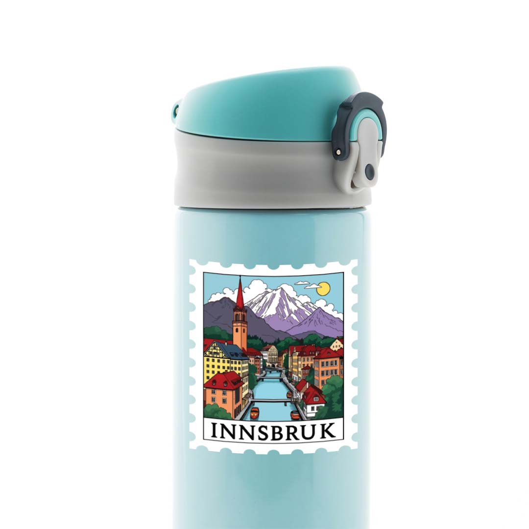Innsbruck Mountain Village and River Views Post Stamp Travels Stickers