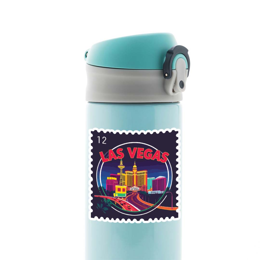 Las Vegas Neon Skyline Post Stamp Travels Stickers