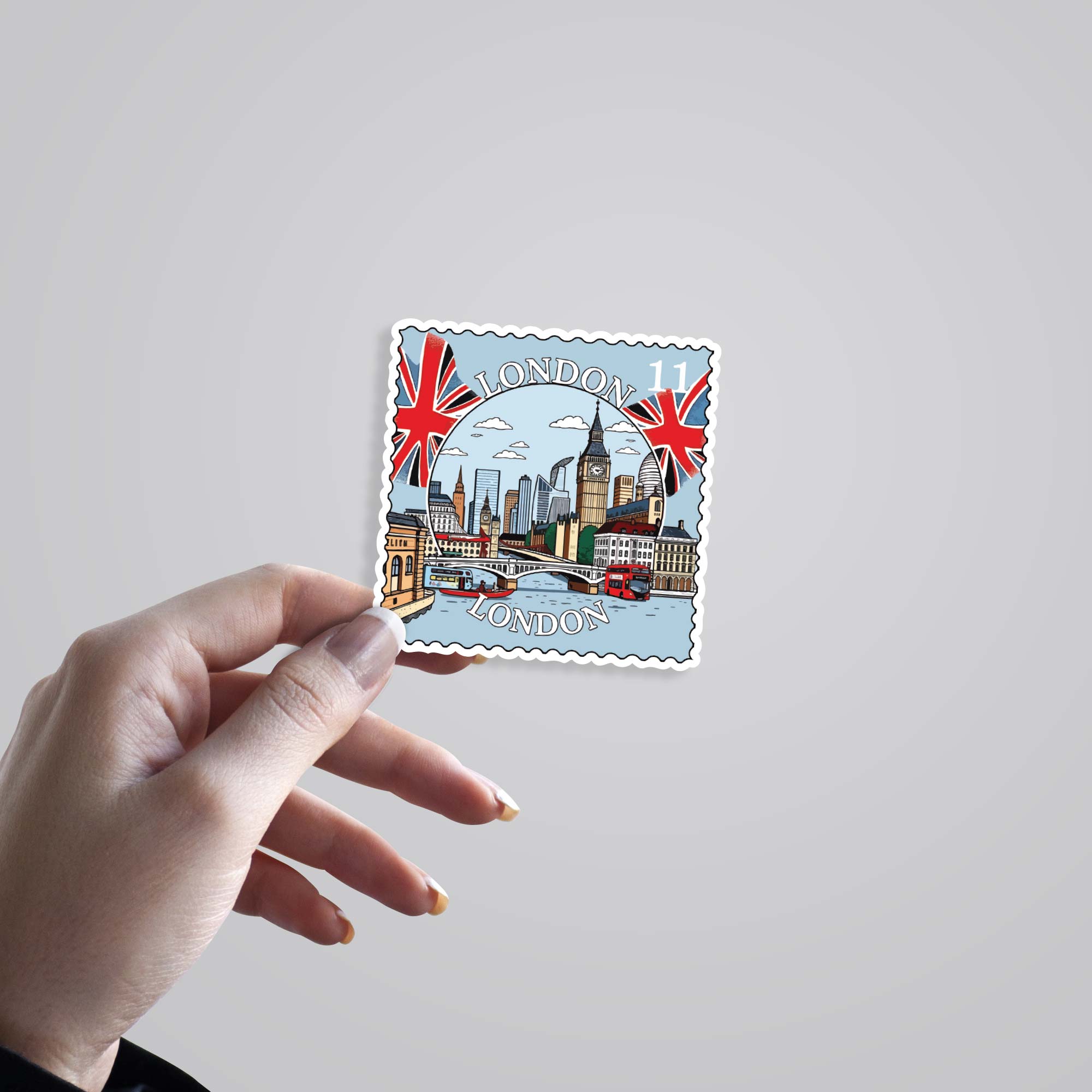 London Big Ben and Skyline Post Stamp Travels Stickers