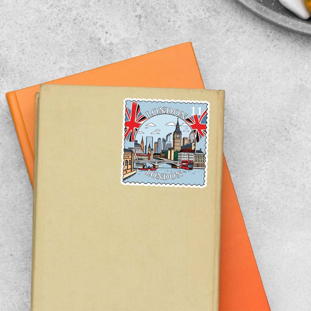 London Big Ben and Skyline Post Stamp Travels Stickers