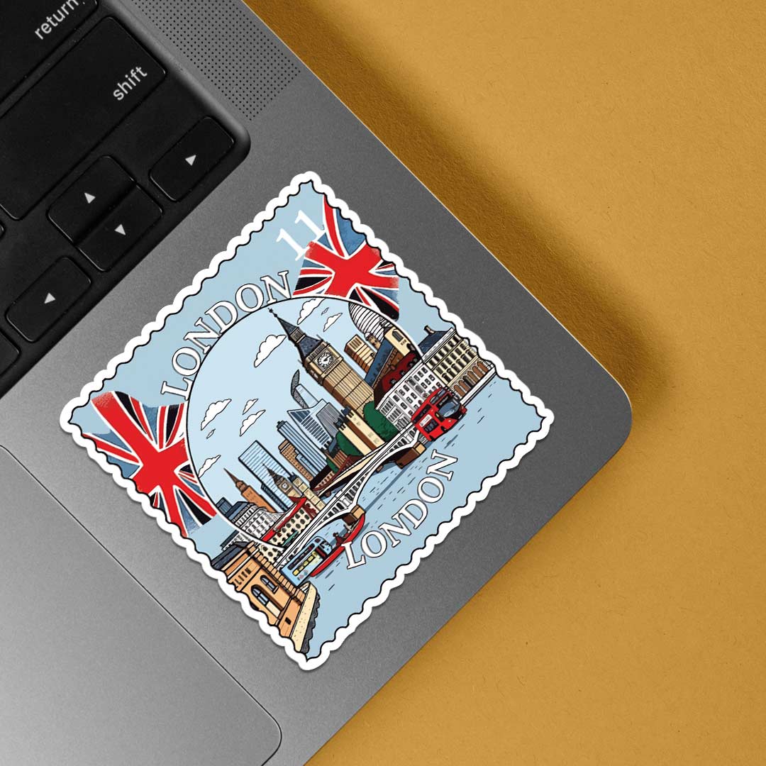 London Big Ben and Skyline Post Stamp Travels Stickers