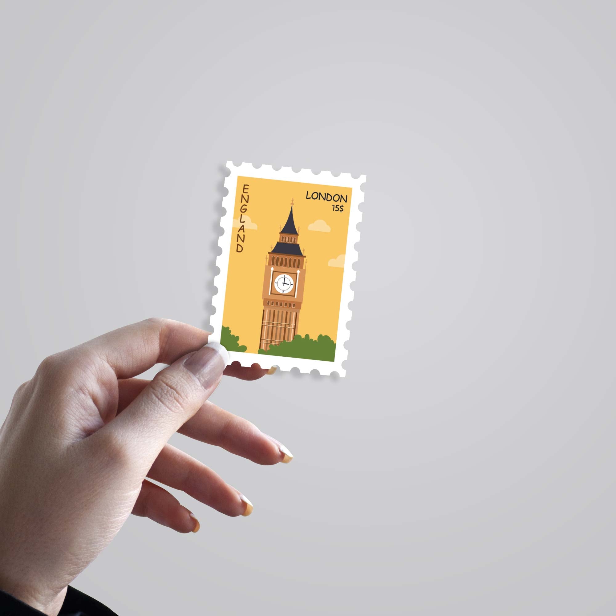 London, England Post Stamp Travels Stickers