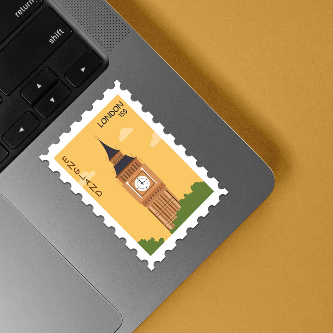 London, England Post Stamp Travels Stickers