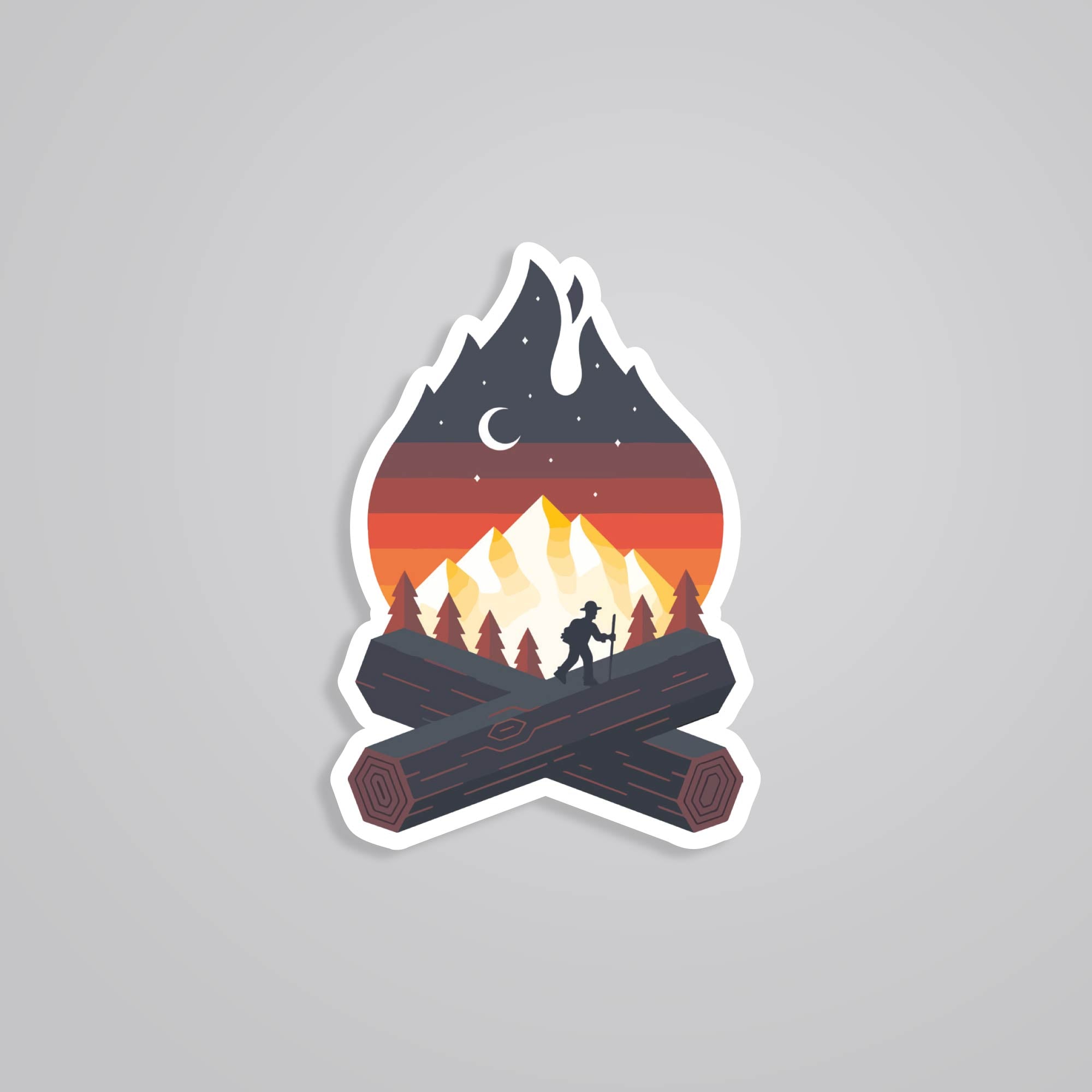 Fomo Store Stickers Travels Man silhouette in Campfire