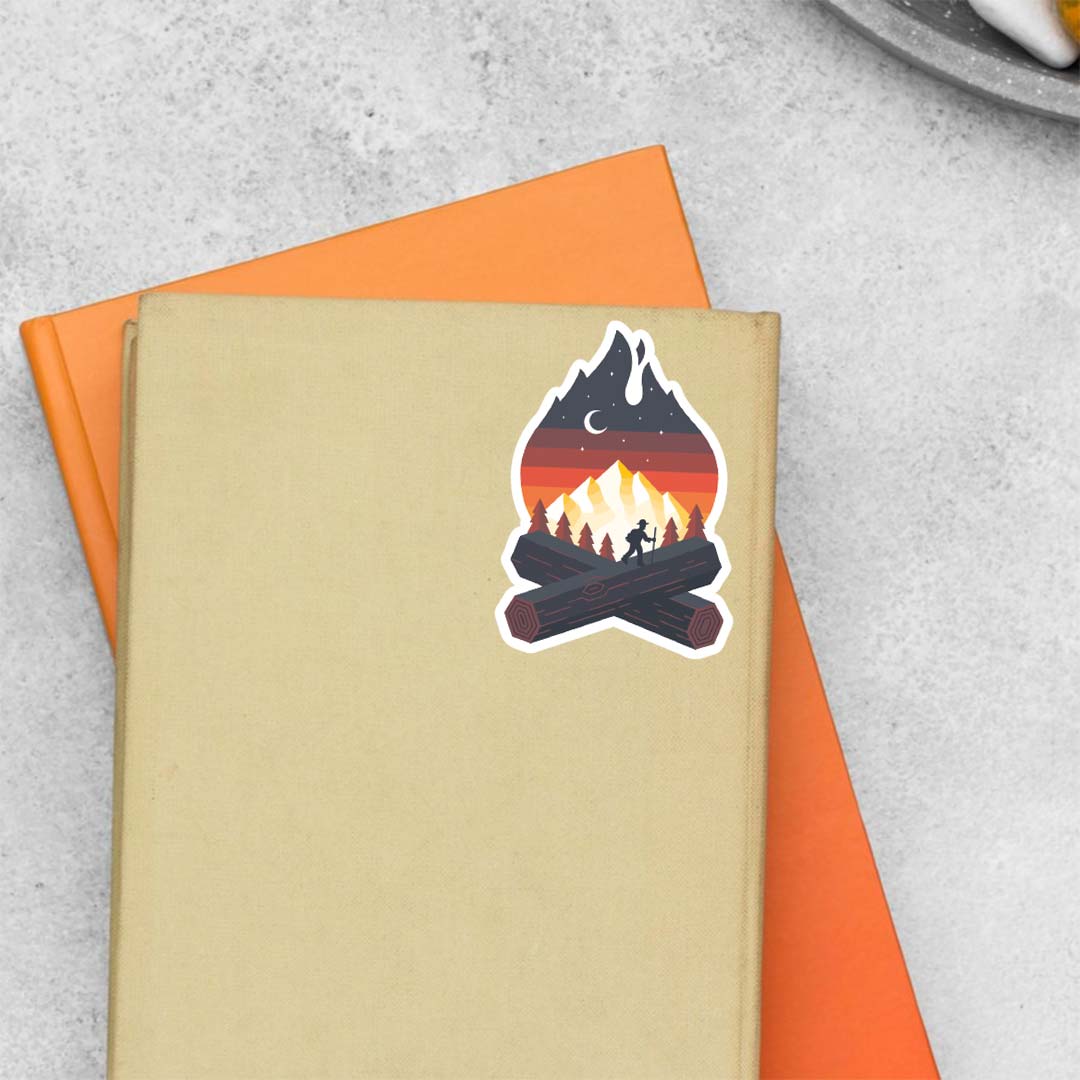 Man silhouette in Campfire Travels Stickers