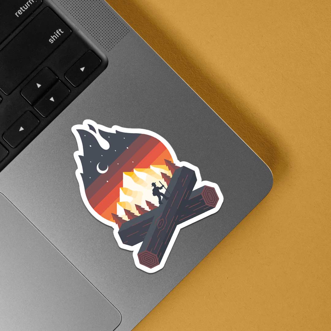 Man silhouette in Campfire Travels Stickers