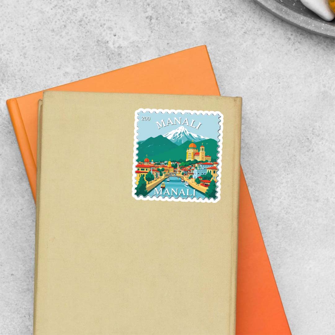 Manali Scenic Town and River Post Stamp Travels Stickers
