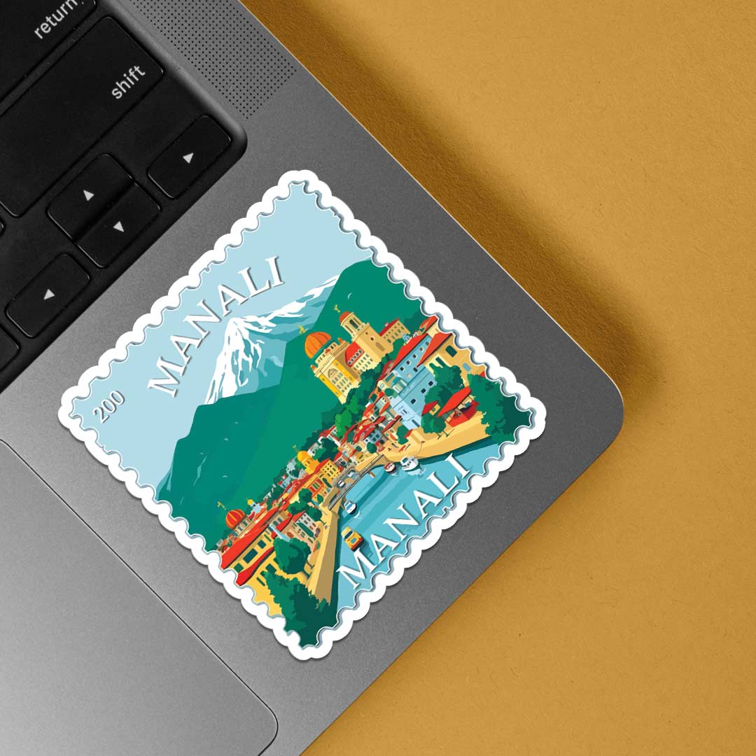 Manali Scenic Town and River Post Stamp Travels Stickers
