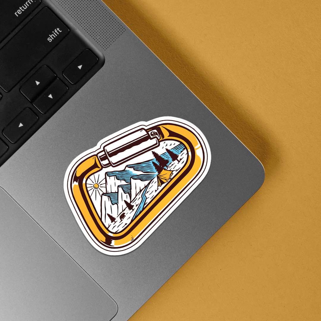 Mountains in Carabiner Travels Stickers