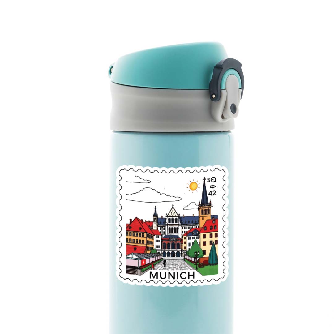 Munich City Architecture Post Stamp Travels Stickers