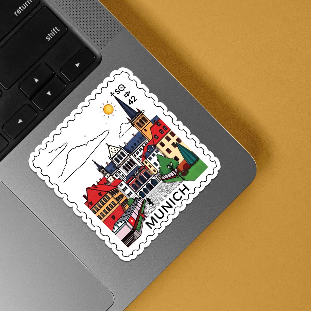 Munich City Architecture Post Stamp Travels Stickers