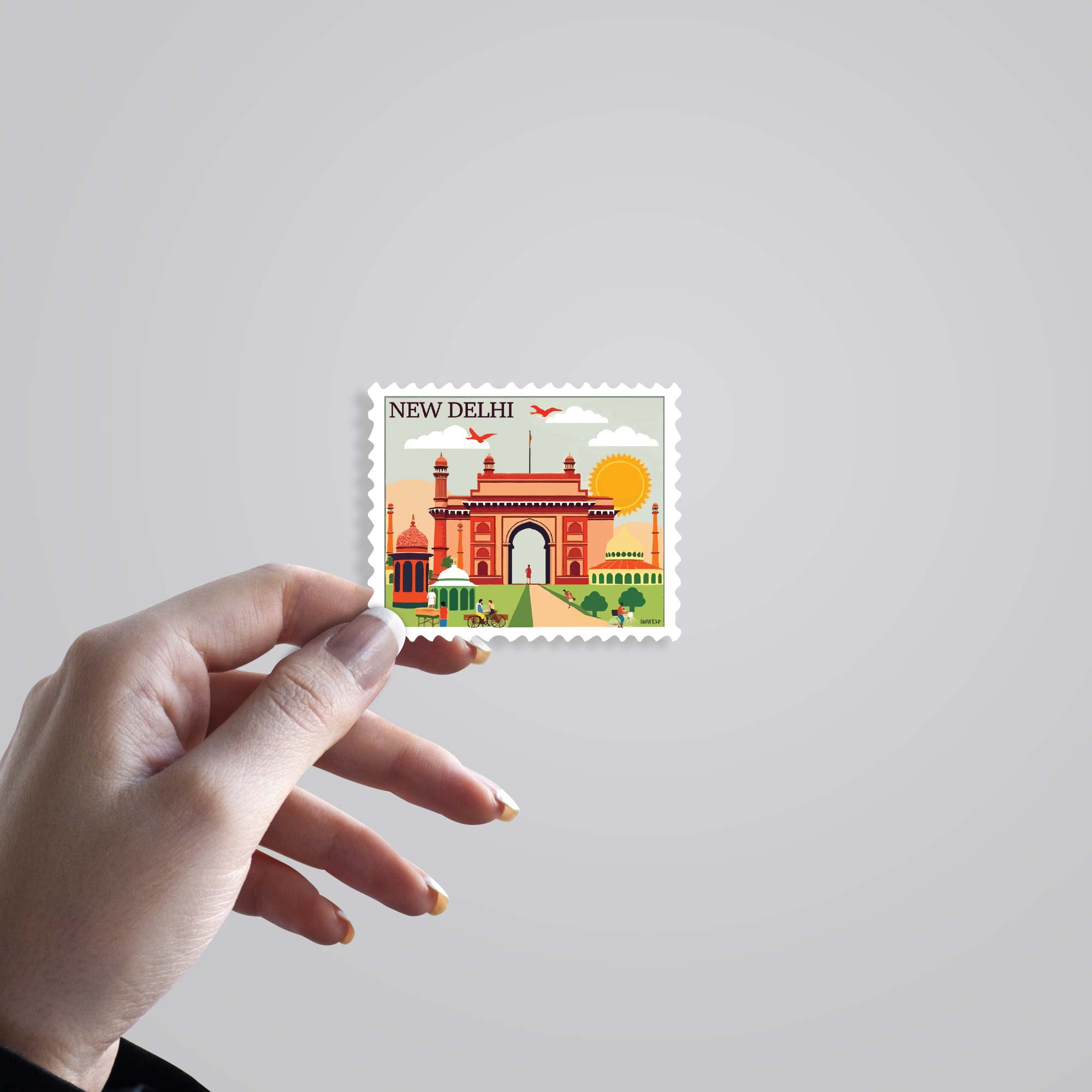 New Delhi India Gate Post Stamp Travels Stickers