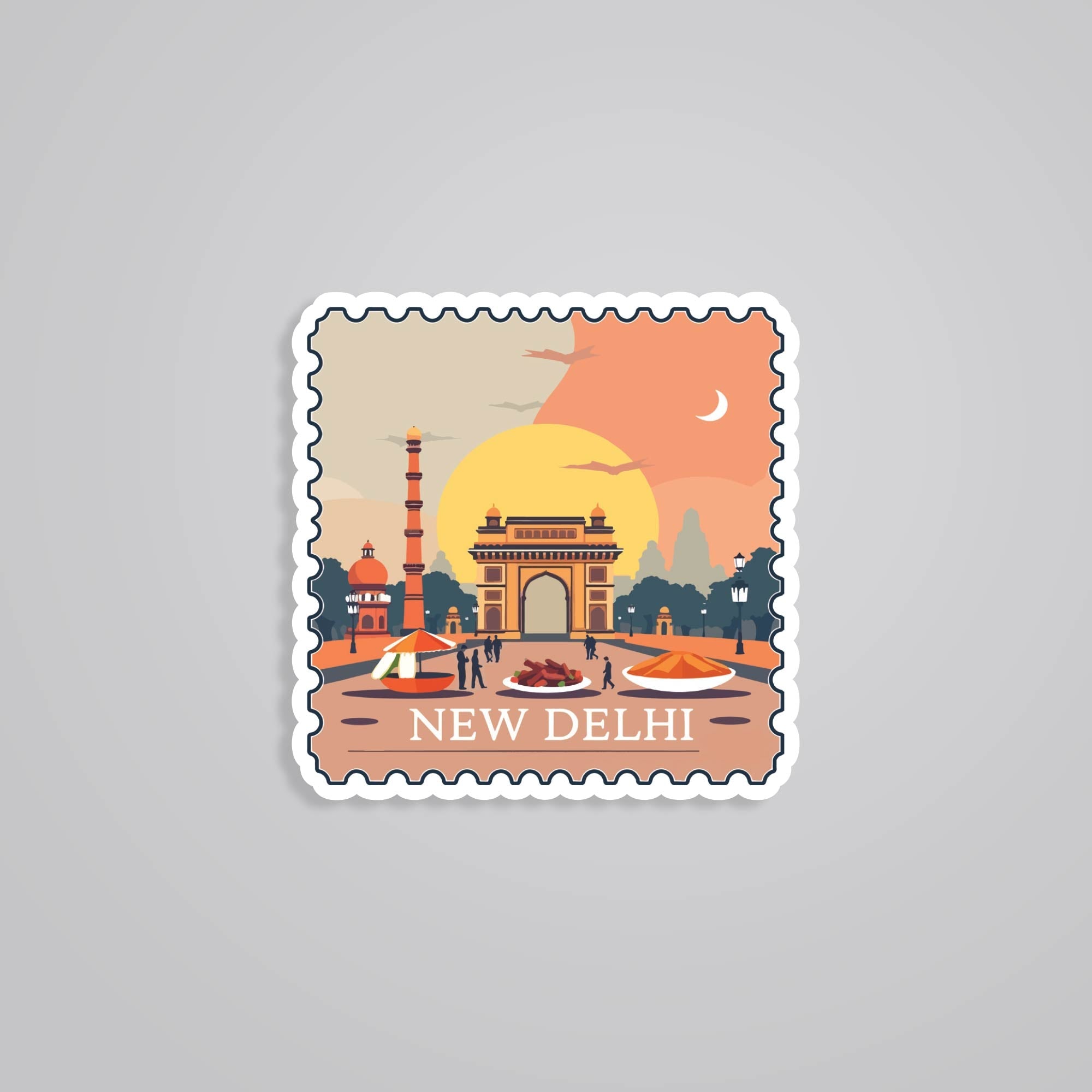 Fomo Store Stickers Travels New Delhi Sunset Monument Post Stamp