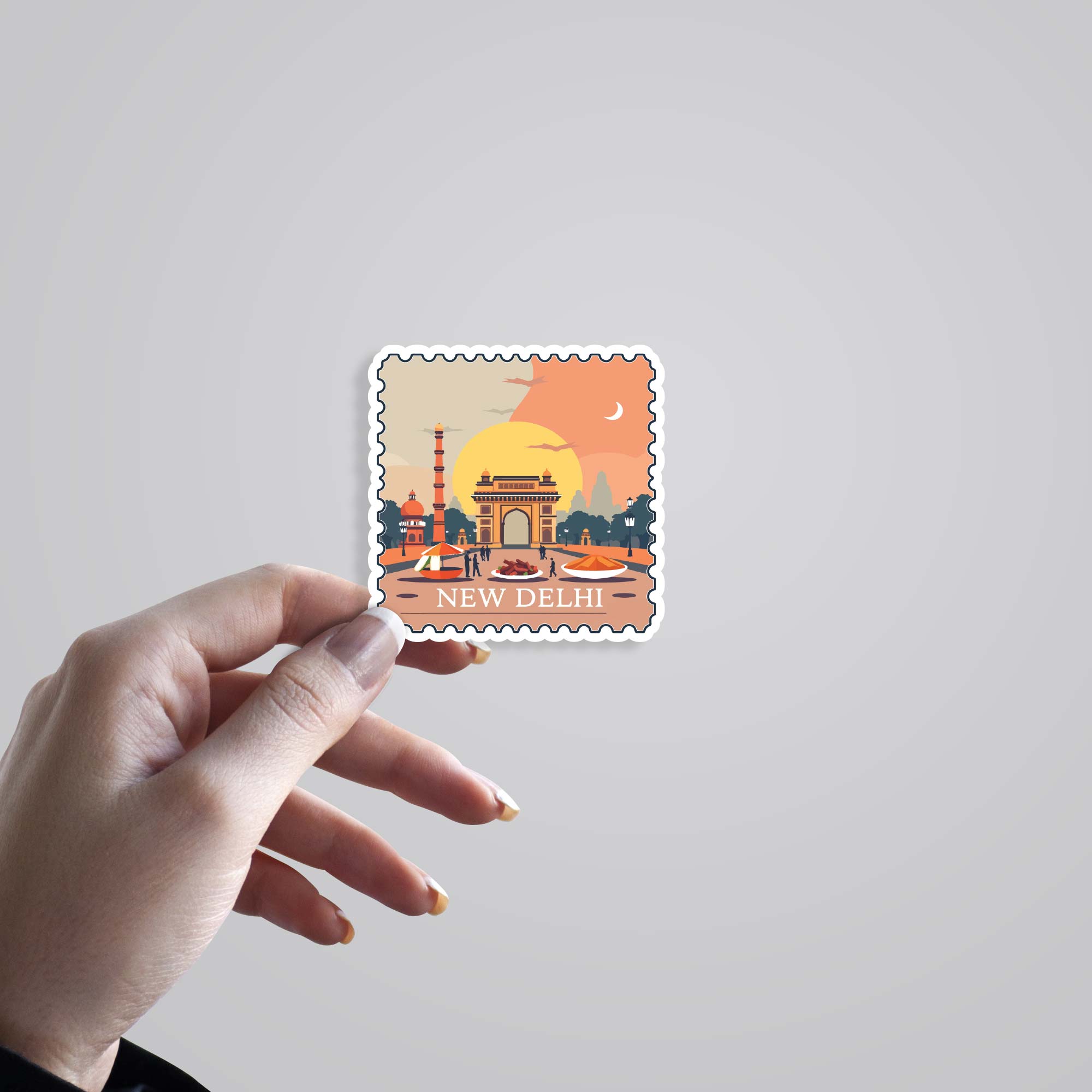 New Delhi Sunset Monument Post Stamp Travels Stickers