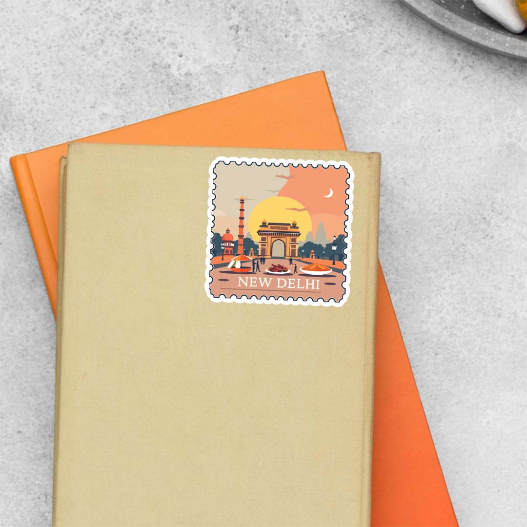 New Delhi Sunset Monument Post Stamp Travels Stickers