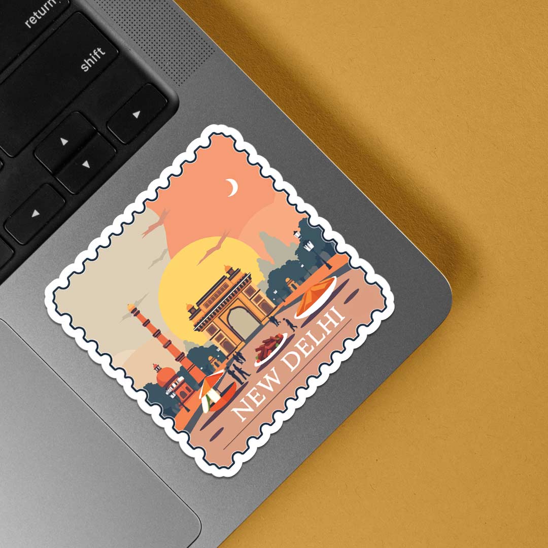 New Delhi Sunset Monument Post Stamp Travels Stickers