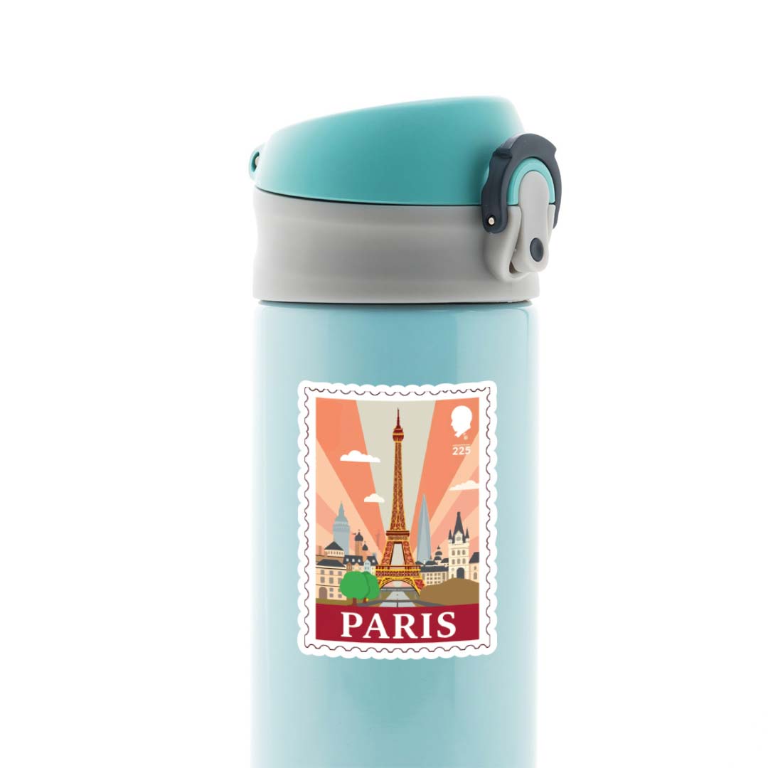 Paris Eiffel Tower and Cityscape Post Stamp Travels Stickers