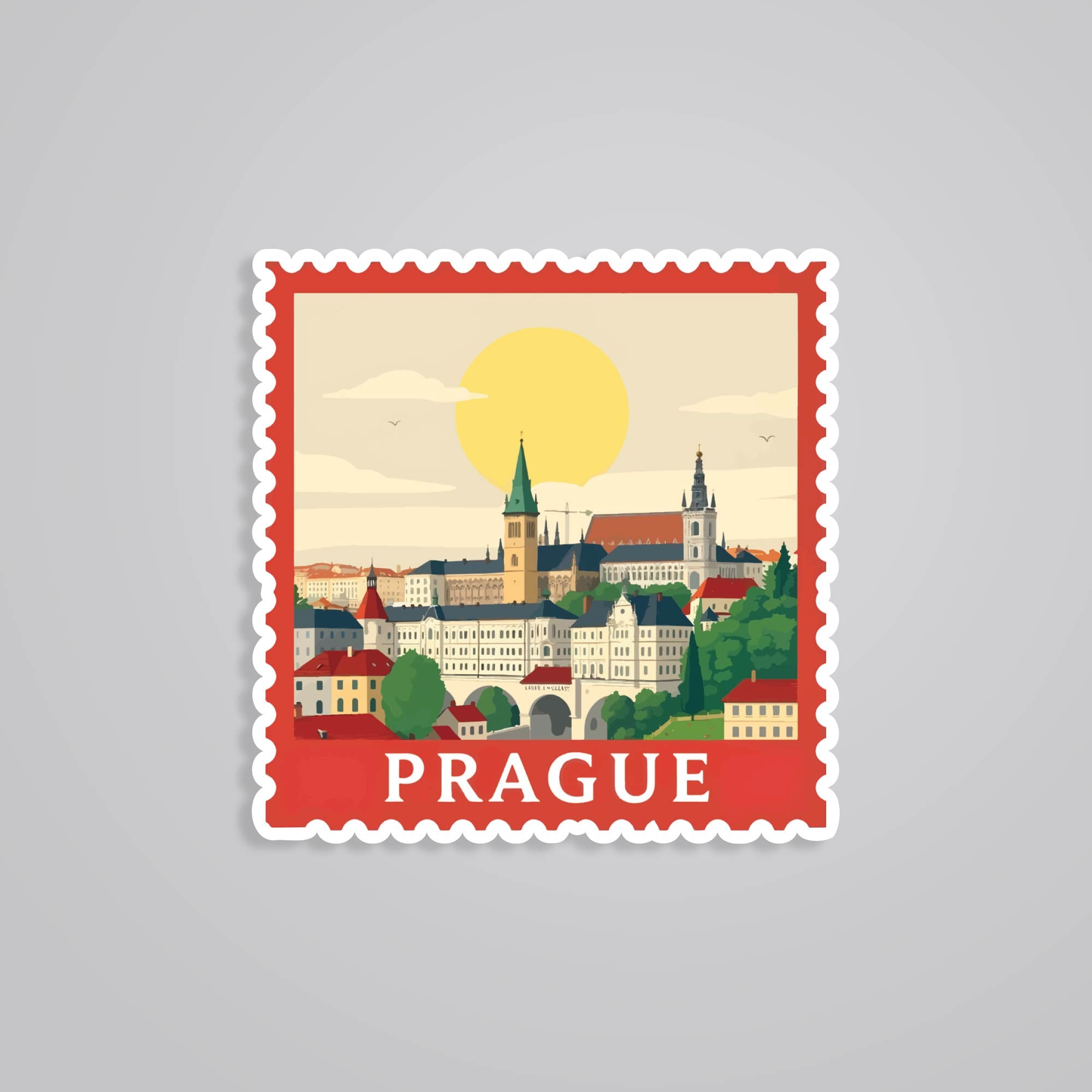 Fomo Store Stickers Travels Prague Old Town Scenic Post Stamp