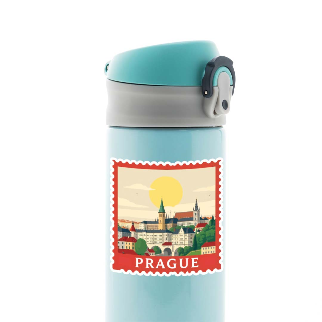 Prague Old Town Scenic Post Stamp Travels Stickers