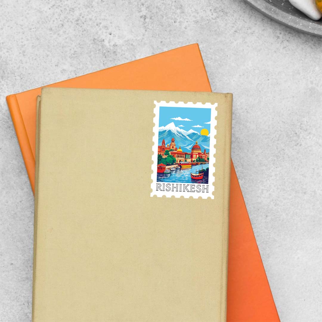 Rishikesh Riverfront Post Stamp Travels Stickers