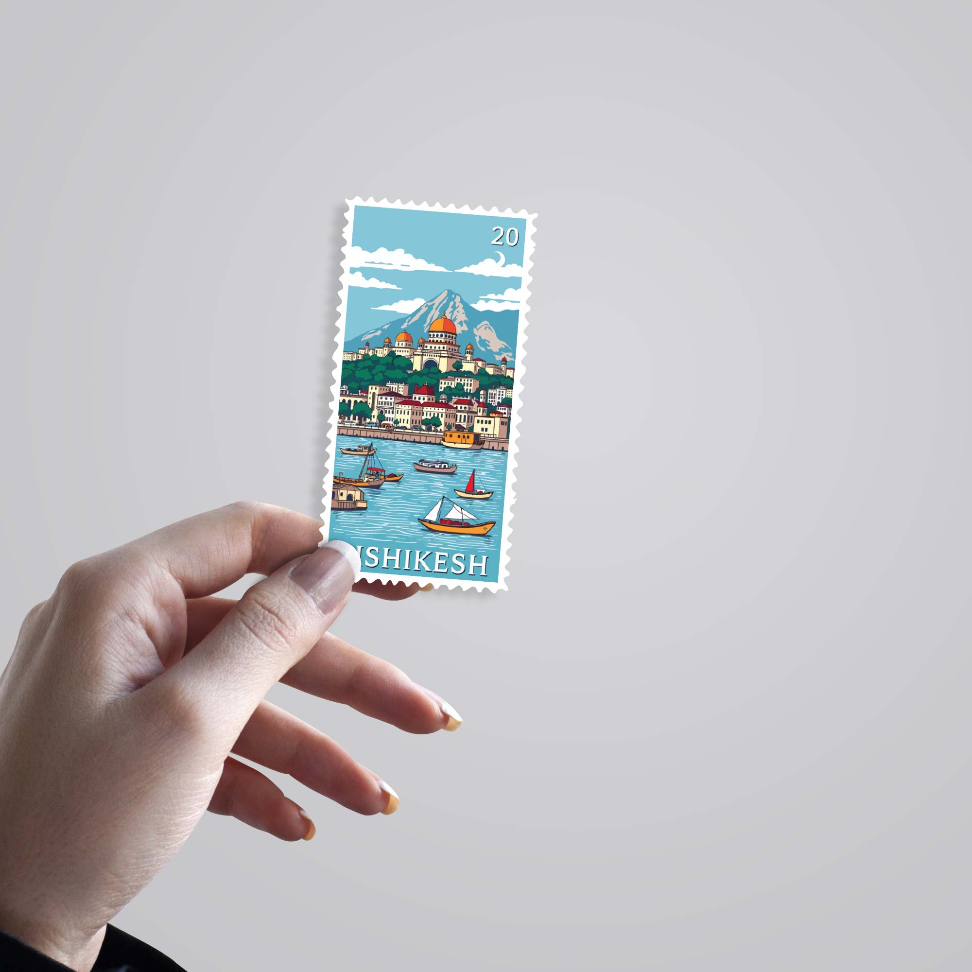 Rishikesh Riverside Scenic Post Stamp Travels Stickers