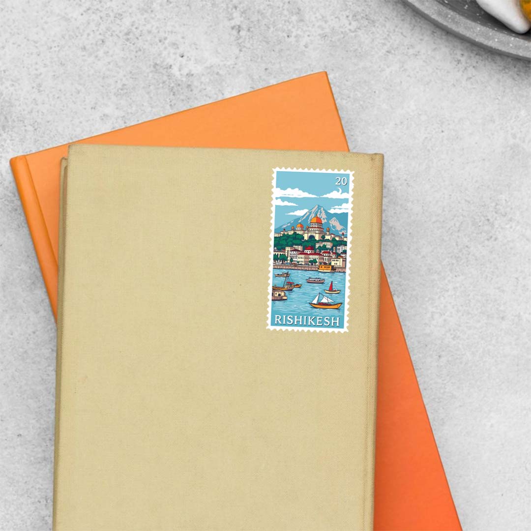 Rishikesh Riverside Scenic Post Stamp Travels Stickers