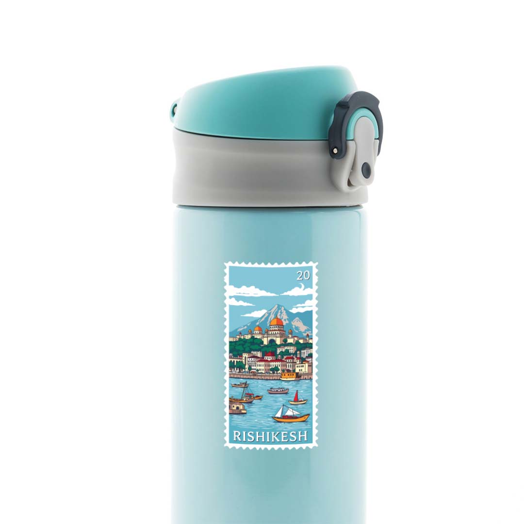 Rishikesh Riverside Scenic Post Stamp Travels Stickers