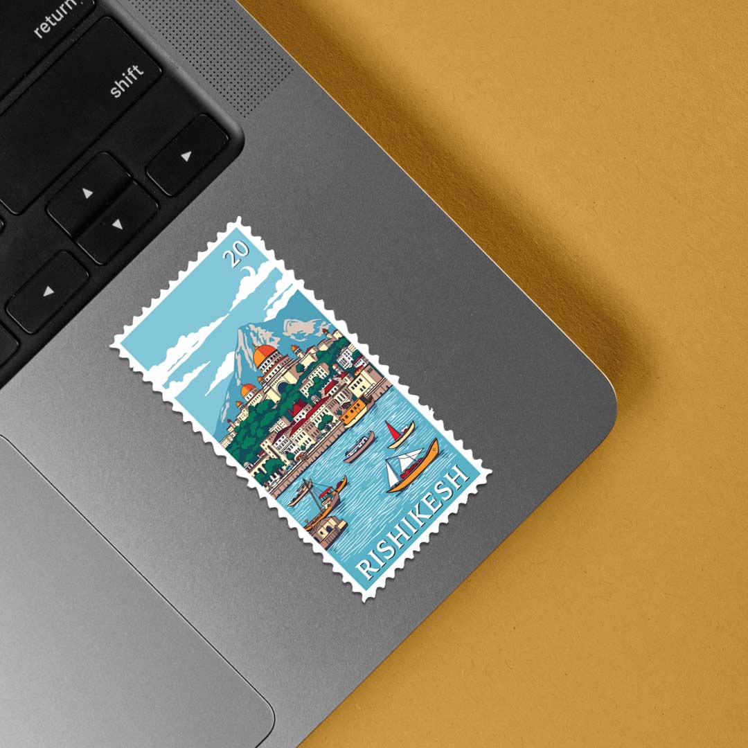 Rishikesh Riverside Scenic Post Stamp Travels Stickers
