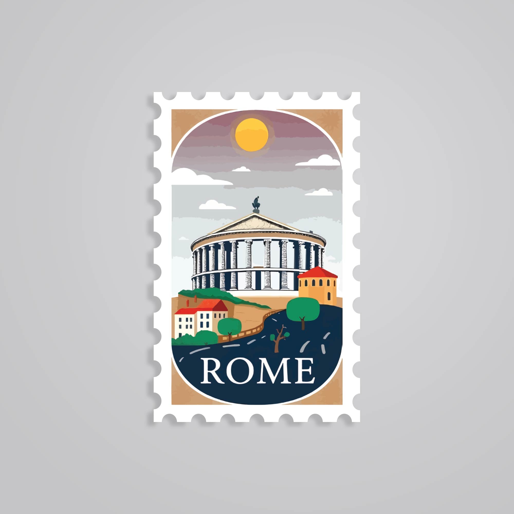 Fomo Store Stickers Travels Rome Ancient Architecture Post Stamp