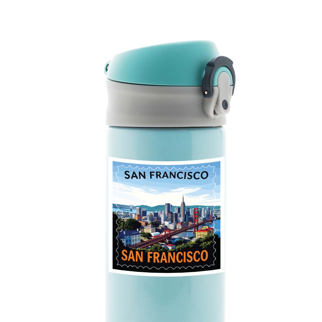 San Francisco Bridge and City Skyline Post Stamp Travels Stickers