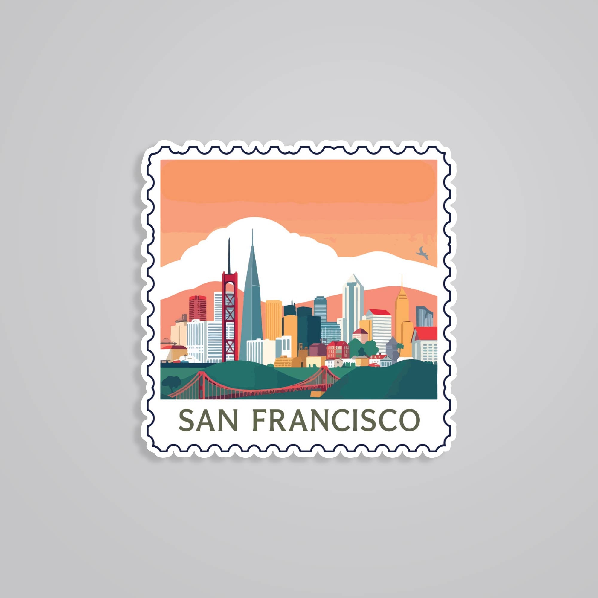 Fomo Store Stickers Travels San Francisco Golden Gate Sunset Post Stamp