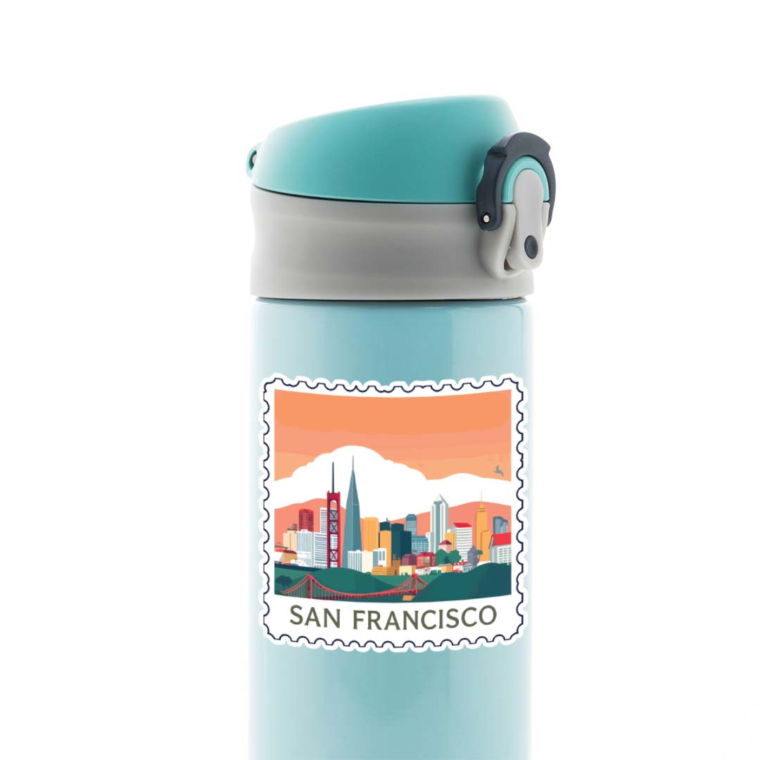San Francisco Golden Gate Sunset Post Stamp Travels Stickers