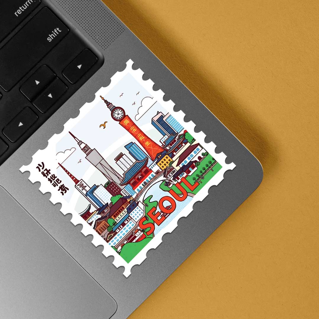 Seoul City Tower Post Stamp Travels Stickers