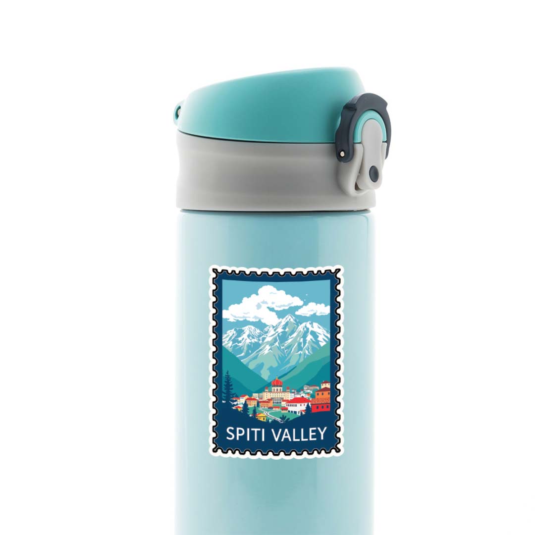 Spiti Valley Mountain and Village Post Stamp Travels Stickers
