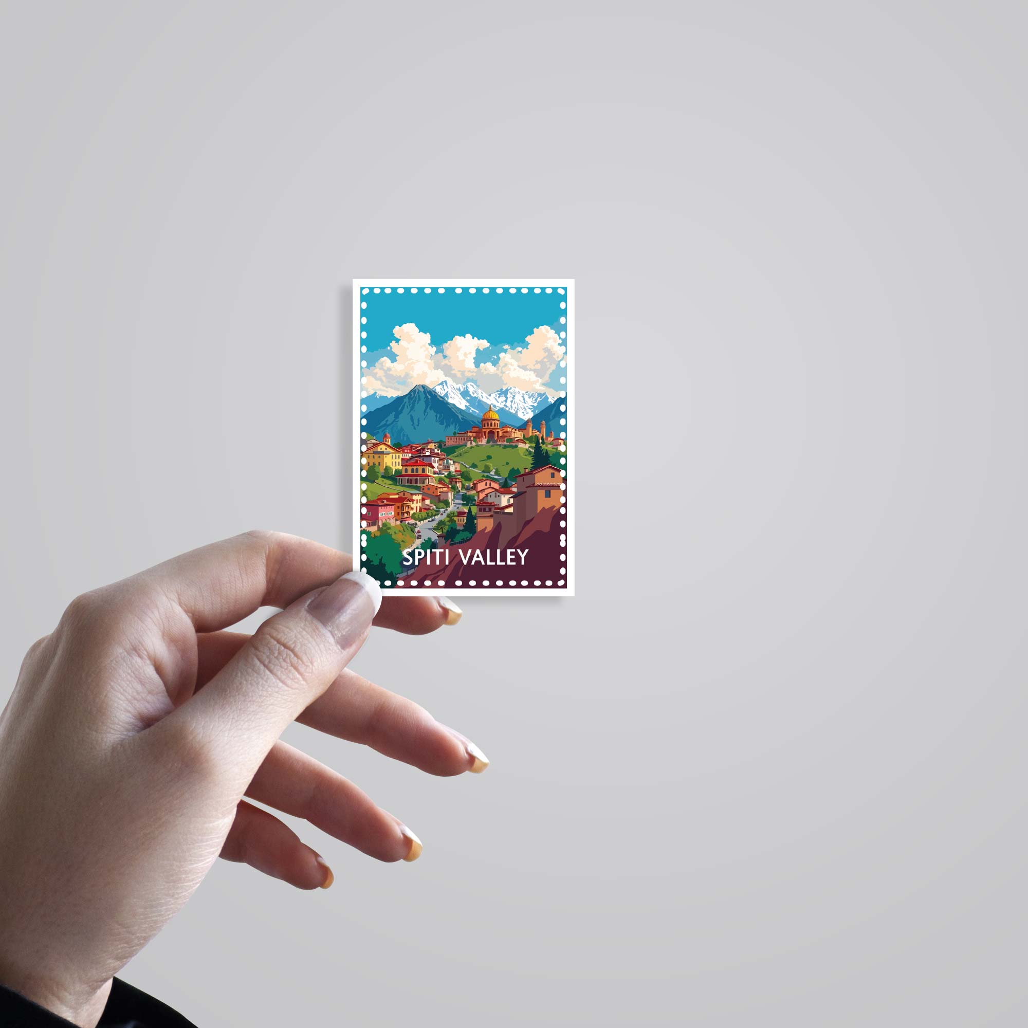 Spiti Valley Scenic Village Post Stamp Travels Stickers