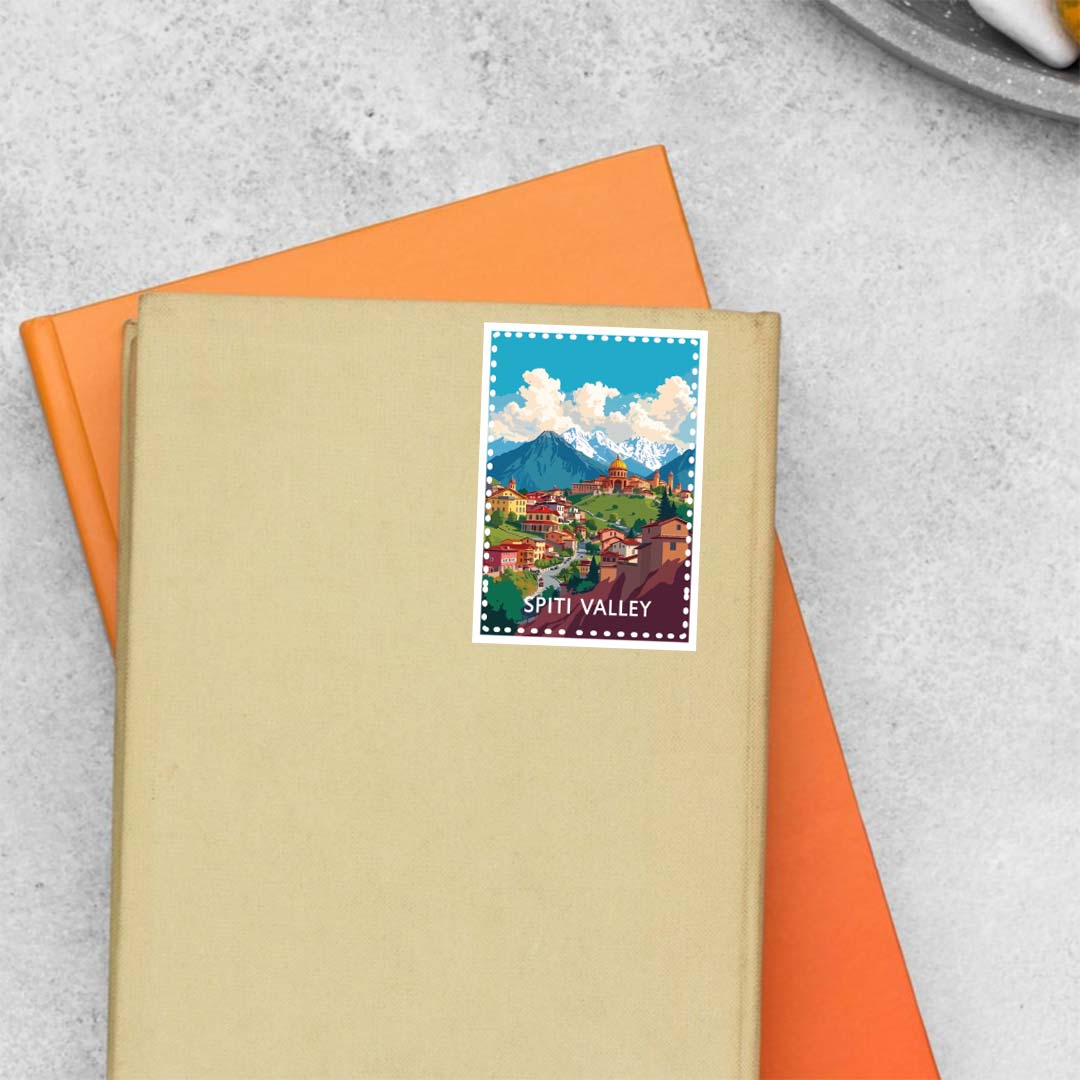 Spiti Valley Scenic Village Post Stamp Travels Stickers